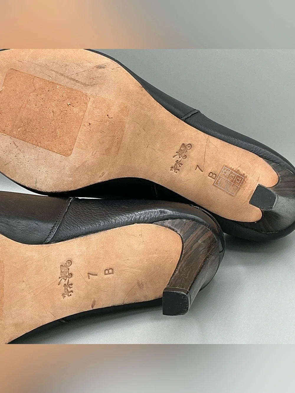 Coach Idena Black Leather Open Toe Booties High Heel Women’s Size 7